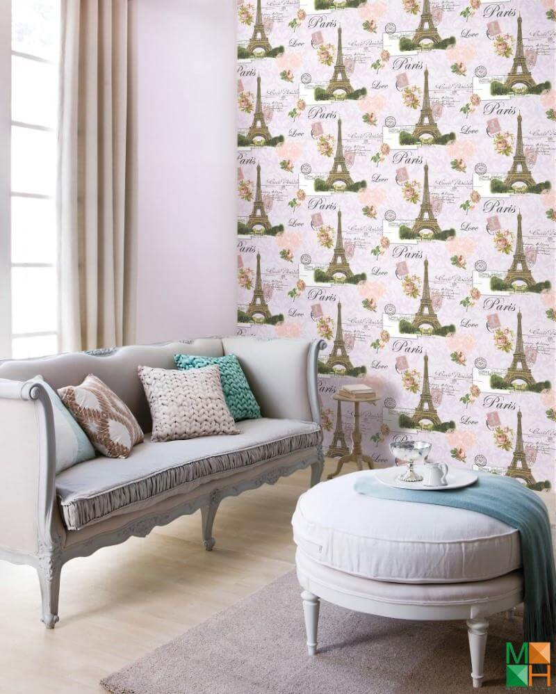 Giấy dán tường Hàn Quốc họa tiết tháp Eiffel tại Văn Miếu, Đống Đa, Hà Nội 83055-2, 83054-2